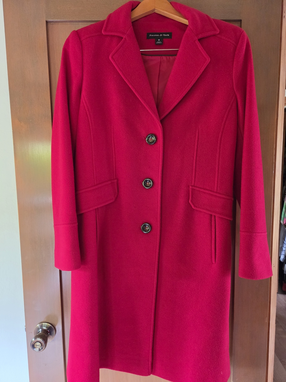 Preston & York Bright Red Wool Trench Coat